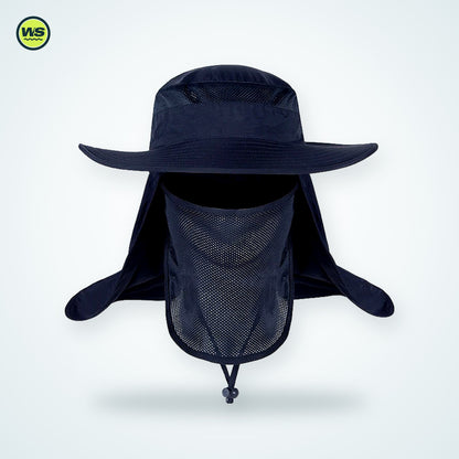 Wide-Brim Sun Hat with Neck Flap — studio view 6