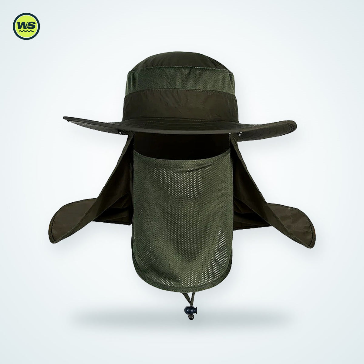 Wide-Brim Sun Hat with Neck Flap — studio view 7