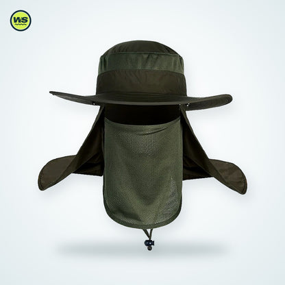Wide-Brim Sun Hat with Neck Flap — studio view 7