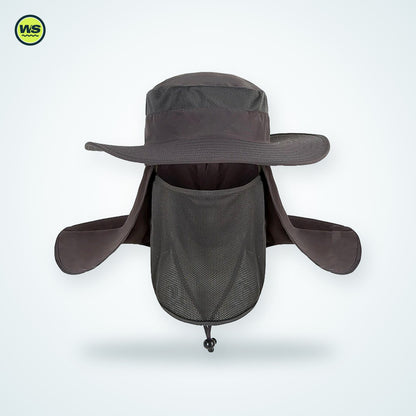 Wide-Brim Sun Hat with Neck Flap — studio view 8