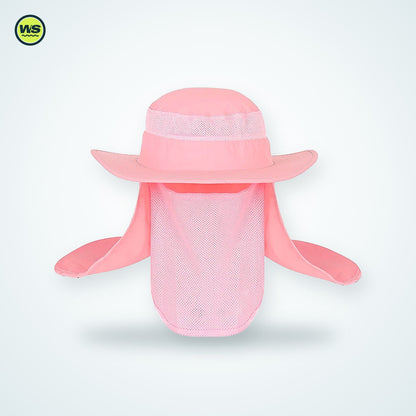 Wide-Brim Sun Hat with Neck Flap — studio view 9
