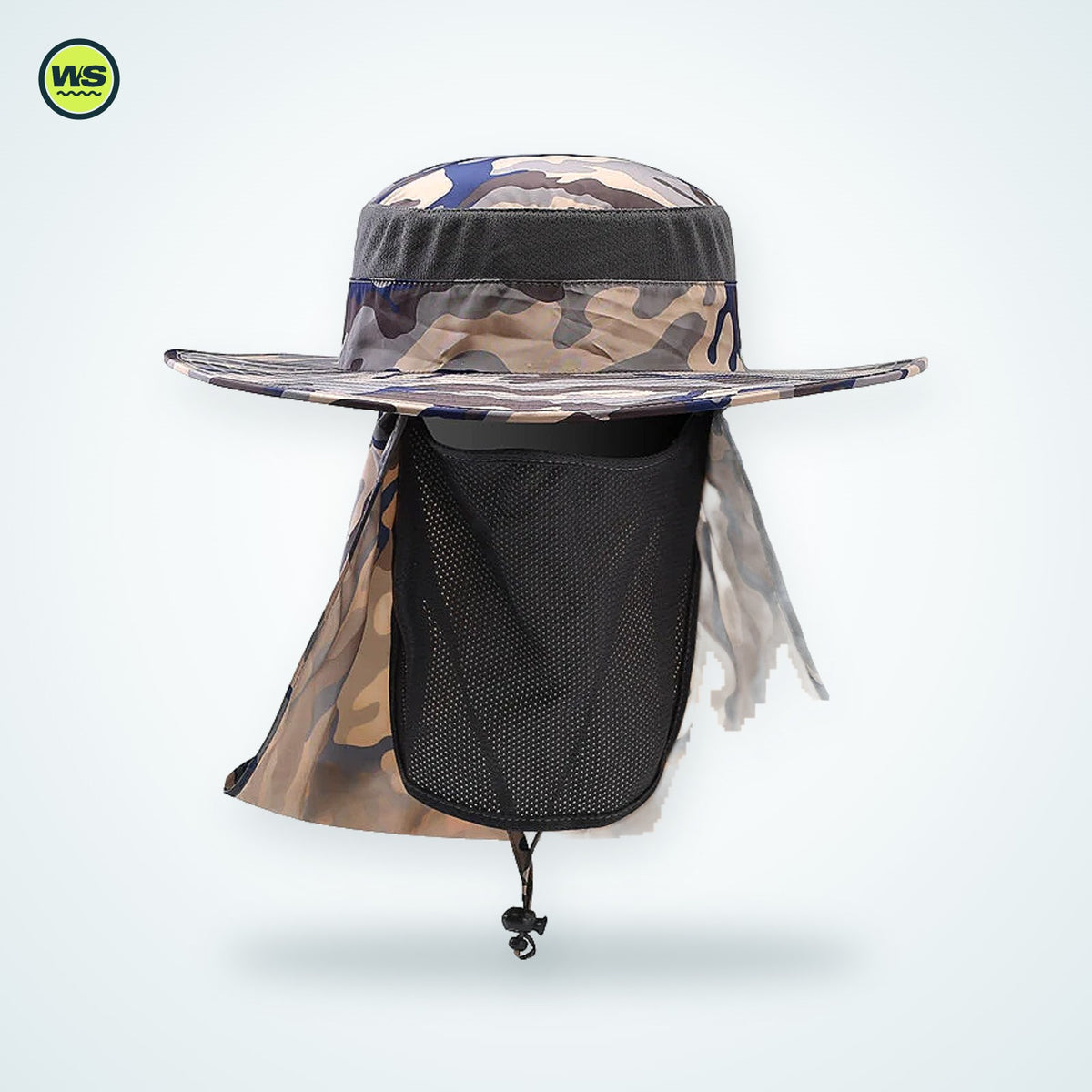 Wide-Brim Sun Hat with Neck Flap — studio view 10