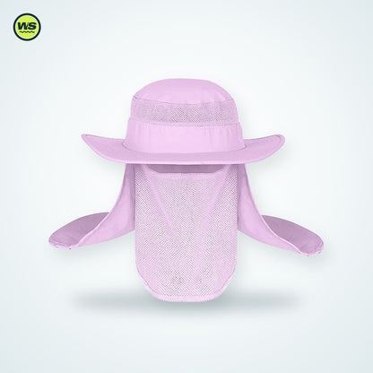 Wide-Brim Sun Hat with Neck Flap — studio view 11