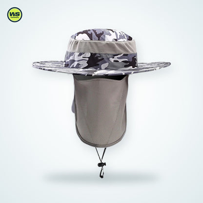 Wide-Brim Sun Hat with Neck Flap — studio view 12