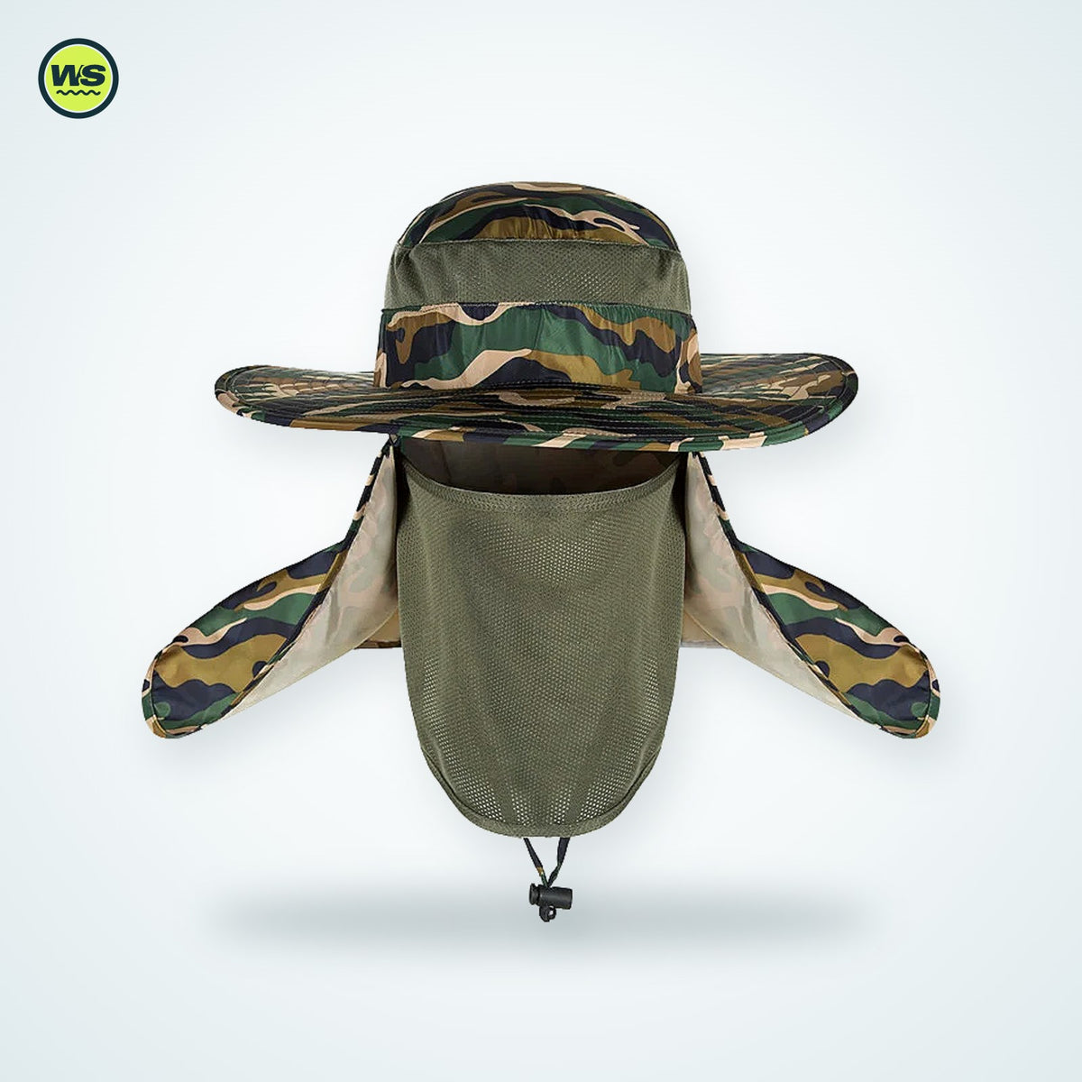 Wide-Brim Sun Hat with Neck Flap — studio view 14